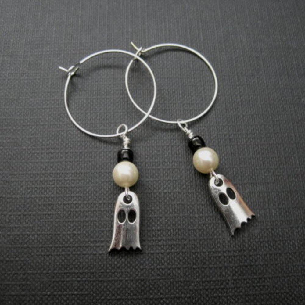 Ghost Pearl Hoop Earrings